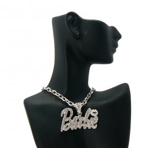 Nicki Minaj Barbie Small Necklace Pendant - Double Silver Clear MZ41R