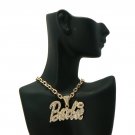 Nicki Minaj Barbie Small Necklace Pendant - Double Gold Clear MZ41G