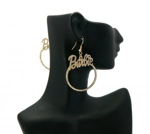 Nicki Minaj Barbie Round Hook Earrings - Gold Clear GE1G