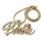Nicki Minaj Barbie Necklace Pendant - Gold Clear Pink MP655G-1