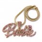 Nicki Minaj Barbie Necklace Pendant - Gold Pink MP655G-PK