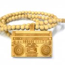 Natural Wood Boombox Radio Necklace Pendant WJ80NL