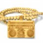 Natural Wood Boombox Radio Necklace Pendant WJ80NL