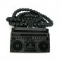 Black Wood Boombox Radio Necklace Pendant WJ80BK