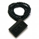 Black Wood Cassette Music Necklace Pendant WJ115BK