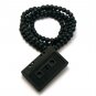 Black Wood Cassette Music Necklace Pendant WJ115BK