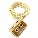 Natural Wood Cassette Music Necklace Pendant WJ115NL