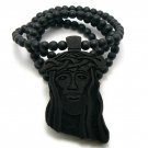 Black Wood Jesus Necklace Pendant Hip Hop Chain WJ1BK
