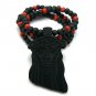 Black Wood Jesus Necklace Pendant Hip Hop Colored Chain WJ1BK-RD