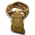 Gold Wood Jesus Necklace Pendant Hip Hop Chain WJ1G