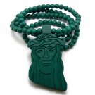 Green Wood Jesus Necklace Pendant Hip Hop Chain WJ1GN