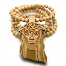 Natural Wood Jesus Necklace Pendant Hip Hop Chain WJ1NL