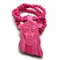 Pink Wood Jesus Necklace Pendant Hip Hop Chain WJ1PK