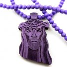 Purple Wood Jesus Necklace Pendant Hip Hop Chain WJ1PU