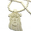 White Wood Jesus Necklace Pendant Hip Hop Chain WJ1WH