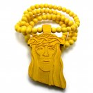 Yellow Wood Jesus Necklace Pendant Hip Hop Chain WJ1YL