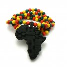 Black Yellow Wood Africa Map Necklace Pendant Piece Chain WJ2BK-B