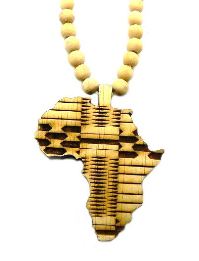 Natural Wood Africa Map Necklace Pendant Piece Chain WJ2NL