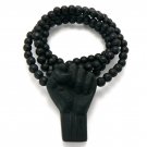 Black Wood Power Fist Necklace Pendant Piece WJ3BK
