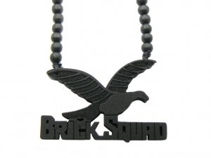 Black Wood Brick Squad Necklace Pendant Soulja Boy WJ15BK