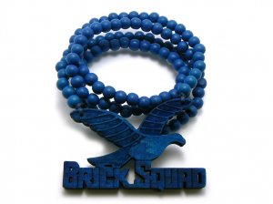 Blue Wood Brick Squad Necklace Pendant Soulja Boy WJ15BL