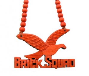 Red Wood Brick Squad Necklace Pendant Soulja Boy WJ15RD