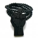 Black Wood Flat Power Fist Necklace Pendant Piece WJ29BK
