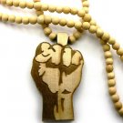 Natural Wood Flat Power Fist Necklace Pendant Piece WJ29NL