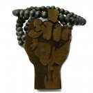 Brown Wood Flat Power Fist Necklace Pendant Piece WJ29BN