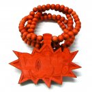 Red Wood POW! Necklace Pendant Hip Hop Piece WJ33RD
