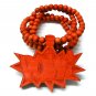 Red Wood POW! Necklace Pendant Hip Hop Piece WJ33RD