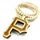 Natural Wood Wiz Khalifa P Necklace Pendant Piece WJ82NL