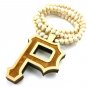 Natural Wood Wiz Khalifa P Necklace Pendant Piece WJ82NL