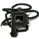 Black Wood Wiz Khalifa P Necklace Pendant Piece WJ82BK