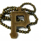 Brown Wood Wiz Khalifa P Necklace Pendant Piece WJ82BN