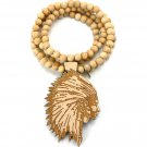 Natural Wood Indian Chief Necklace Pendant WX15NL