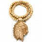 Natural Wood Indian Chief Necklace Pendant WX15NL