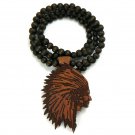 Brown Wood Indian Chief Necklace Pendant WX15BN