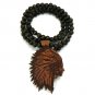 Brown Wood Indian Chief Necklace Pendant WX15BN