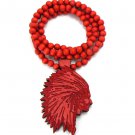 Red Wood Indian Chief Necklace Pendant WX15RD