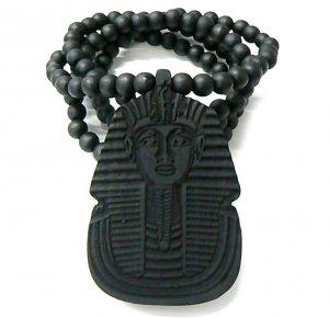 Black Wood Sphynx Pharaoh Egyptian Necklace Pendant WJ50BK