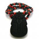 Black Red Wood Sphynx Pharaoh Egyptian Necklace Pendant WJ50BK-B