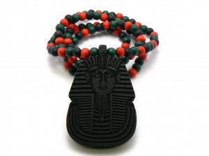 Black Red Wood Sphynx Pharaoh Egyptian Necklace Pendant WJ50BK-B
