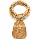 Natural Wood Sphynx Pharaoh Egyptian Necklace Pendant WJ50NL