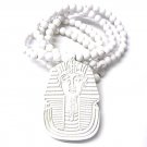 White Wood Sphynx Pharaoh Egyptian Necklace Pendant WJ50WH