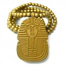 Gold Wood Sphynx Pharaoh Egyptian Necklace Pendant WJ50G