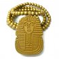 Gold Wood Sphynx Pharaoh Egyptian Necklace Pendant WJ50G