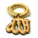 Natural Wood Allah Islam Beaded Necklace Pendant WJ75NL