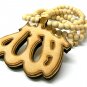 Natural Wood Allah Islam Beaded Necklace Pendant WJ75NL