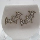 Gold CZ Crystals Batman Dark Knight Stud Earrings